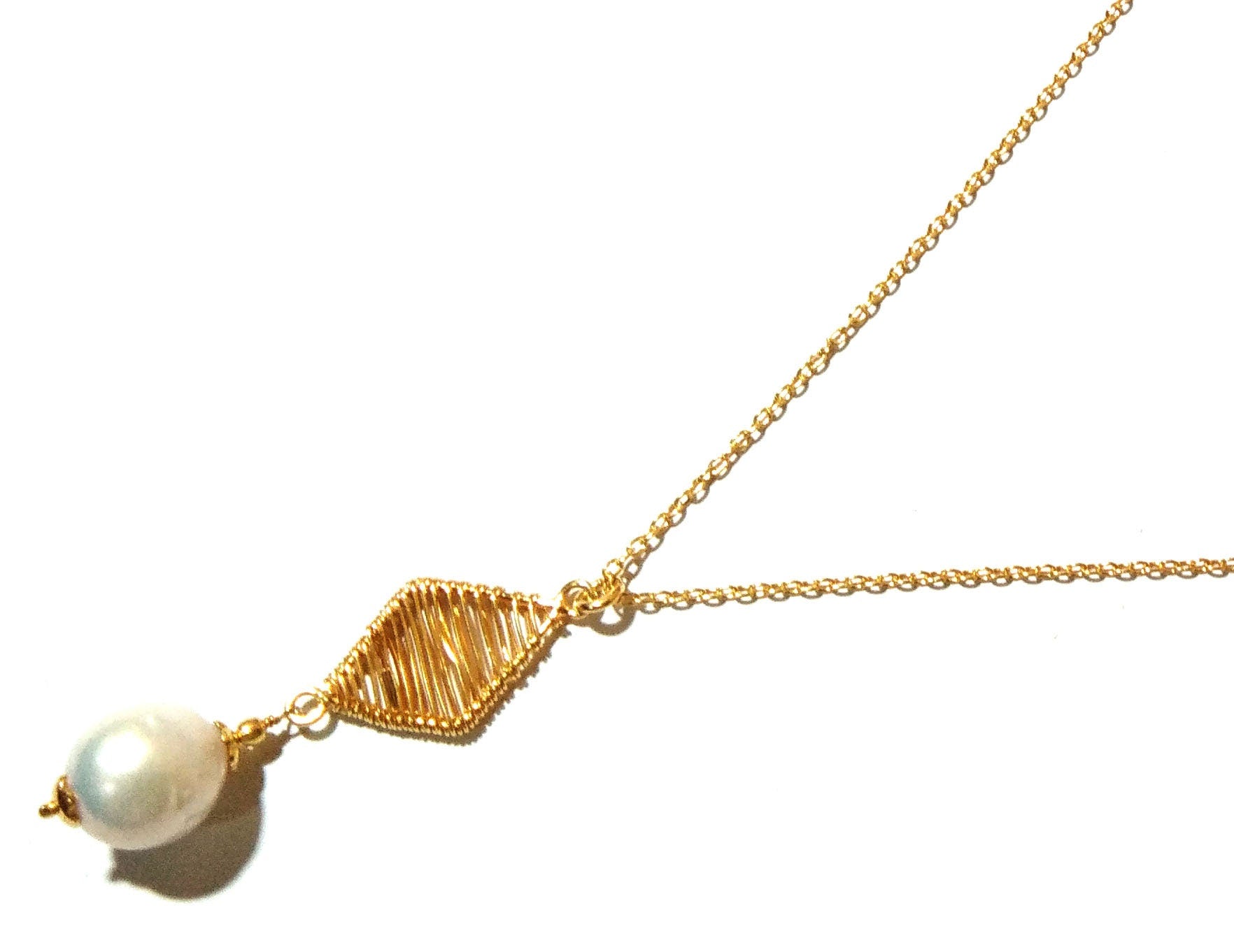 Natural Fresh Water Baroque Pearl Stone Chain Necklace, 925 Sterling Silver Gold Plating Chain Necklace Pendant, For Girls & Women Birthday